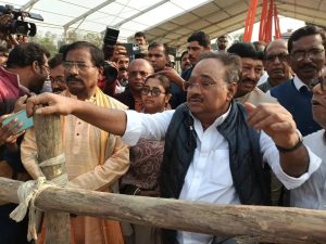 Ahead of PM Narendra Modi’s rally in Taherpur, BJP state president Samik Bhattacharya inspected the venue in Nadia.নদীয়ার তাহেরপুরে ২০ ডিসেম্বর প্রধানমন্ত্রী নরেন্দ্র মোদীর জনসভা। সভার আগে মাঠ পরিদর্শনে রাজ্য বিজেপি সভাপতি শমীক ভট্টাচার্য।