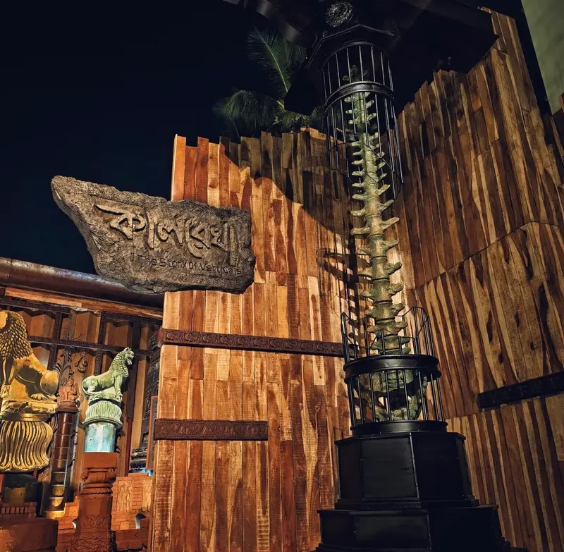 Barisha Club Durga Puja 2026 Kaalrekha theme inspired by ancient Indian pillar architecture