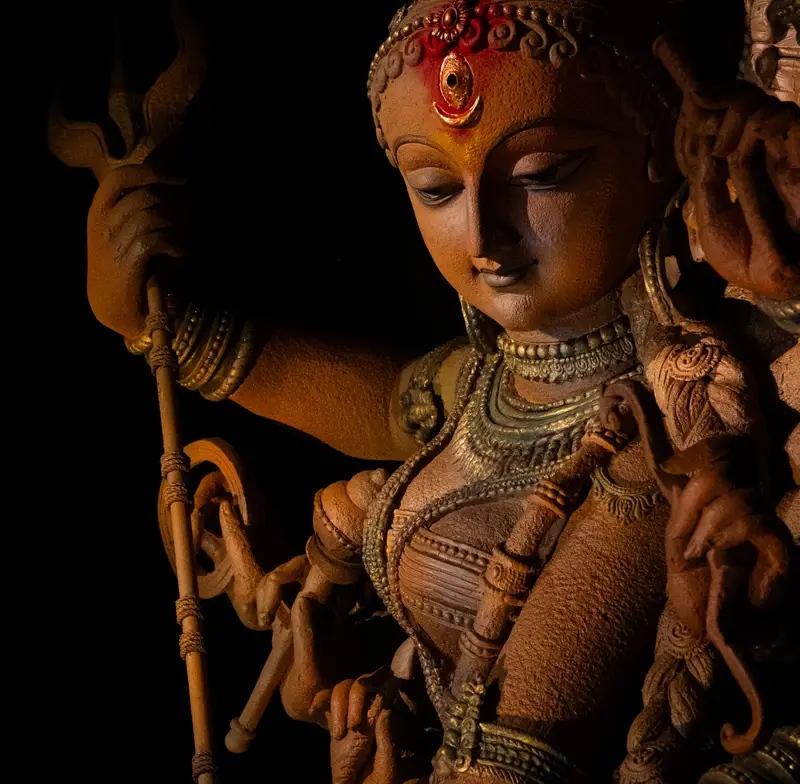 Barisha Club Durga Puja 2026 Kaalrekha theme inspired by ancient Indian pillar architecture