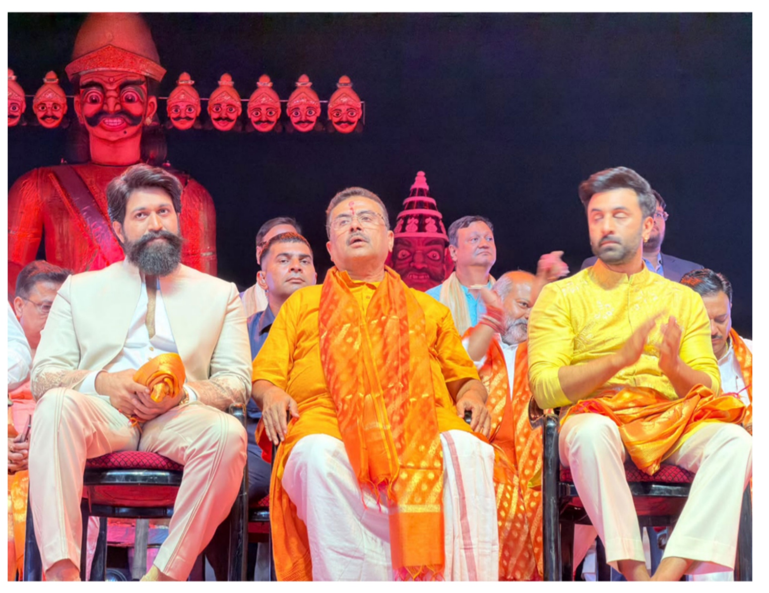 Ranbir Kapoor and Yash at the Vijayadashami Ravan Dahan event in Salt Lake, Kolkata.