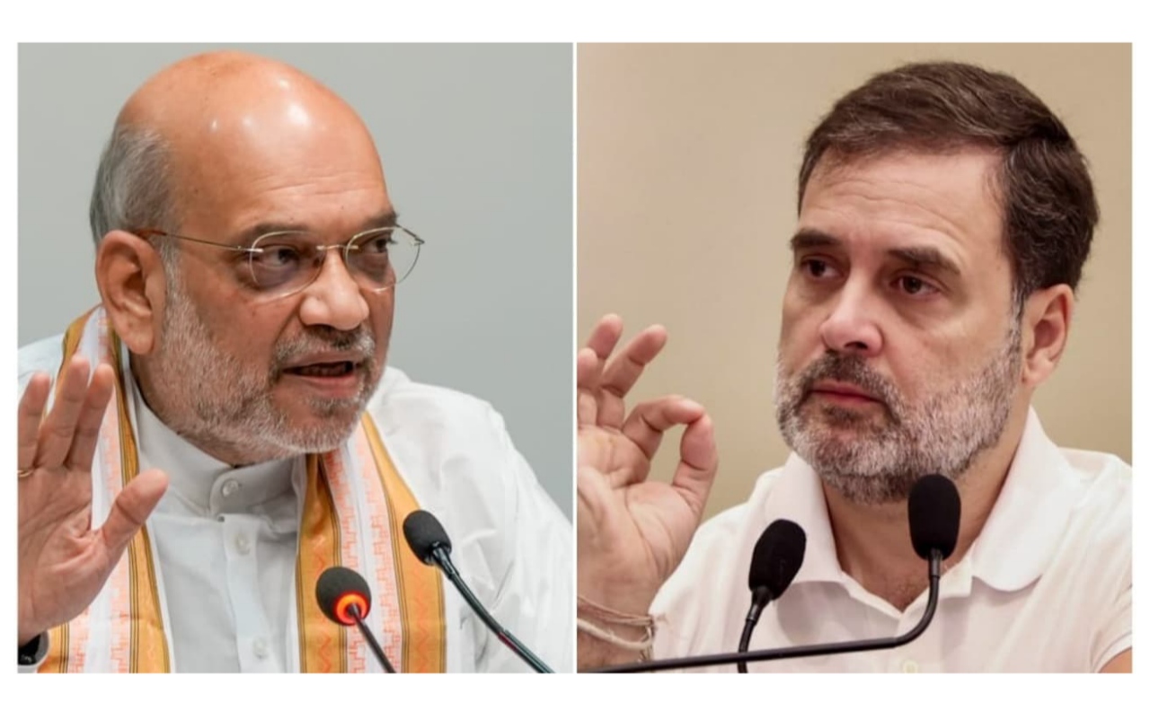 রাহুল গান্ধী ও কংগ্রেসকে আক্রমণ করছেন কেন্দ্রীয় স্বরাষ্ট্রমন্ত্রী অমিত শাহ