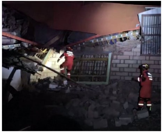 Rescue operations among damaged homes and landslide-affected mountain settlements after a powerful earthquake in Tibet.